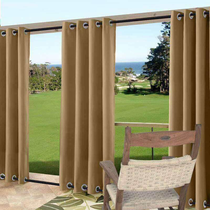 ChadMade Outdoor Curtain Wheat 100 W x 102 L Grommet Eyelet in Front Porch Pergola Cabana Covered Patio Gazebo Dock and Beach Home 1 Panel 