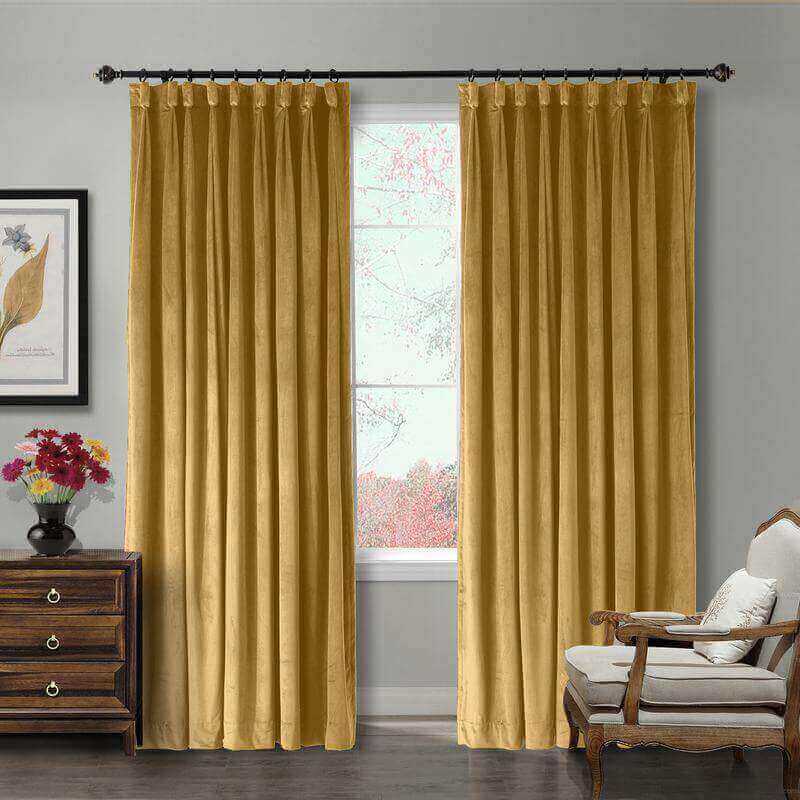 ChadMade Pinch Pleated 72W x 96L Blackout Lined Velvet Curtain Drapery ...