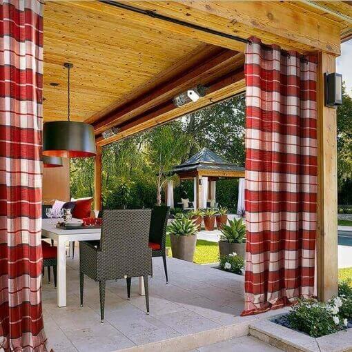 Gingham Plaid Outdoor Curtain 52 W x 84 L Eyelet Grommet for Traverse Rod at Front Porch Pergola Cabana Covered Patio Gazebo Dock and Beach Home Blue Chocolate