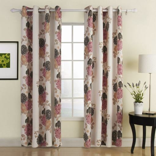 Polyester Cotton Blend Flower Printed Curtain Drape EVELYN