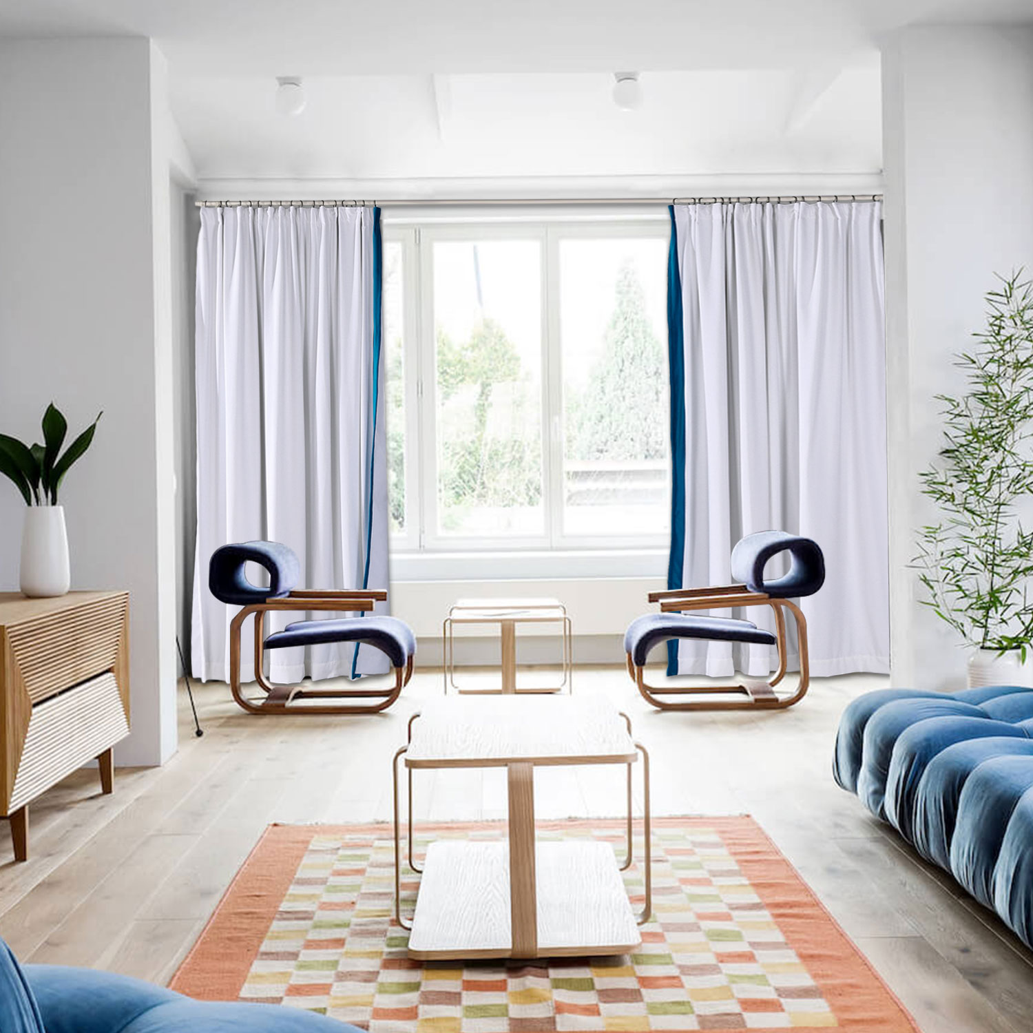 Velvet Curtain Drapery with Color Border, Custom Curtain, Drapery Custom, Velvet Curtain Drapery