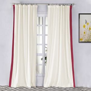 FELIX Velvet Curtain Drapery with Color Border Custom Sold Per Pair