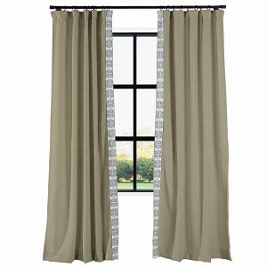 AMARA Polyester Linen Curtain Drapery With Decorative Trim Custom Sold Per Pair