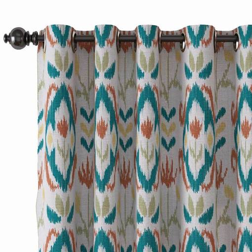 Ethnic Print Polyester Linen Curtain Drapery ANGELIA