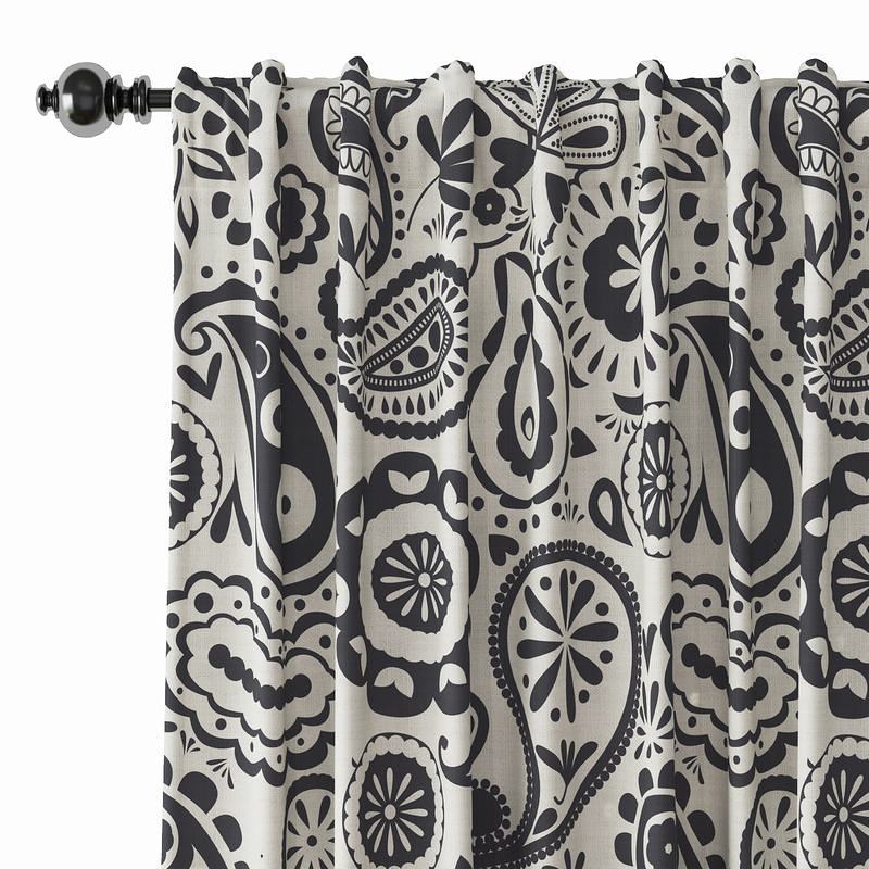 Paisley Print Polyester Linen Curtain, Pier One Curtains Paisley