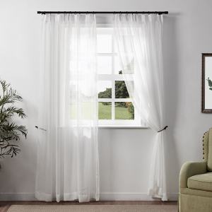 Sabina Slub Yarn Linen Looking White Tulle Curtain Sheer