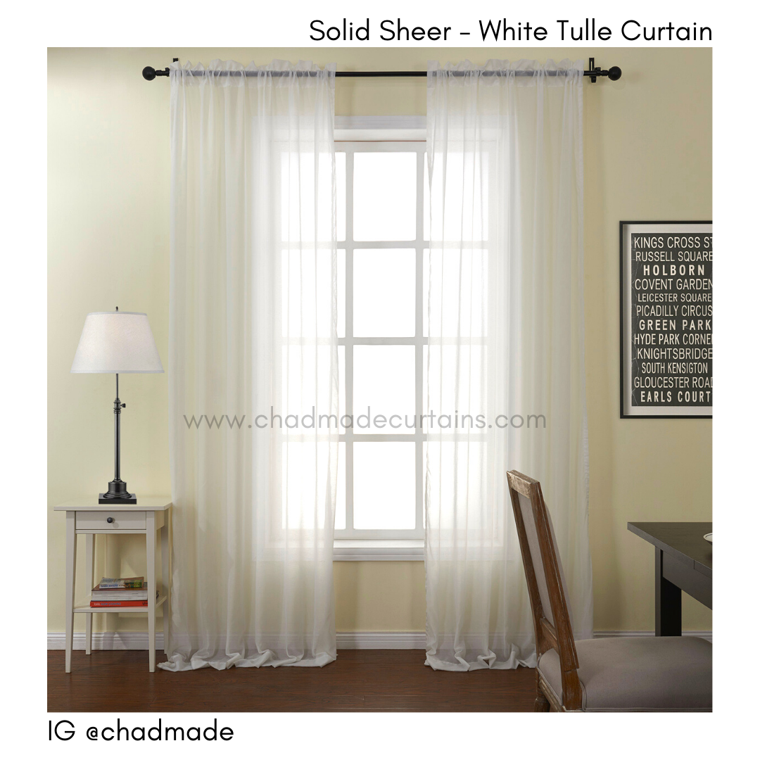 solid sheer white tulle curtain