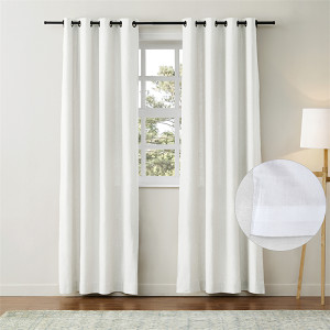 Jawara Luxury Solid Linen Curtain Grommet Top Room Darkening Thermal Insulation Drape Panel for Sliding Glass Door Livingroom Windows