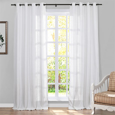 Jawara Luxury Solid Linen Curtain Grommet Top Room Darkening Thermal Insulation Drape Panel for Sliding Glass Door Livingroom Windows
