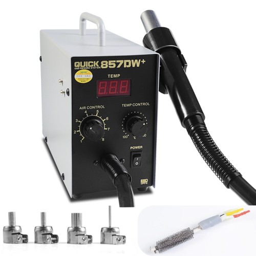 Quick 857DW+ 220V 580W Digital Display Straight Wind Hot Air Gun soldering station, AU Plug and Self-adjusting wind speed