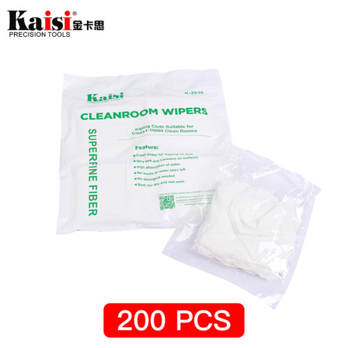 Kaisi 200Pcs/Bag Soft Cleanroom wiper cleaning Non Dust Cloth Dust Free Paper Clean LCD Repair Tool for Class1-10000 Clean Rooms