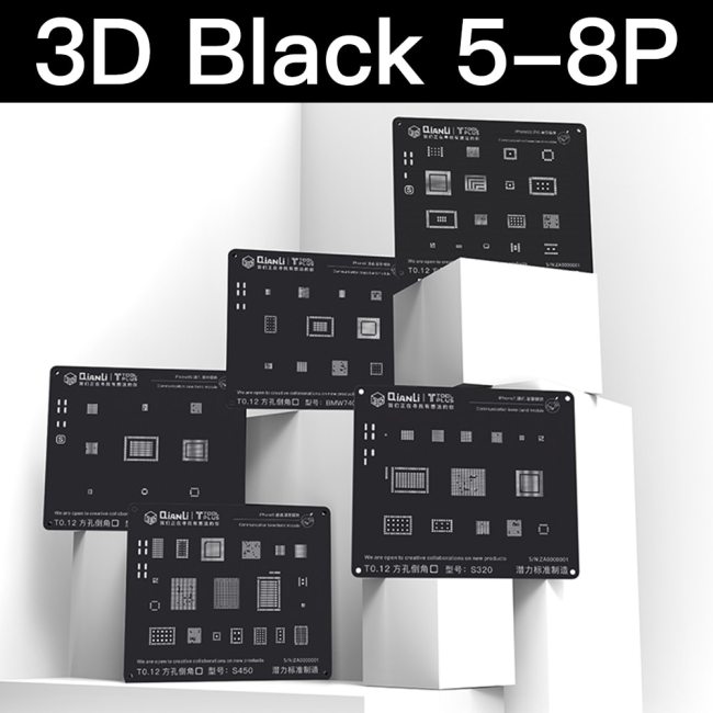 3D Black BGA Reballing Stencil kit for iPhone 8P/8/7P/7/6SP/6S/6P/6/5S/5 Communication Baseband Module Tin Planting Plate