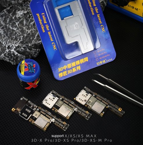 MECHANIC 3D BGA Reballing Stencil Kit  For iPhone X/XS/XR/XS MAX  Middle Layer Planting Tin Template  Plate Soldering  Net