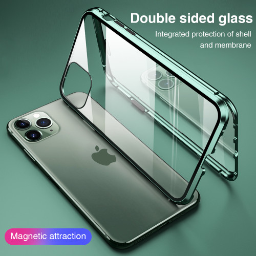 For iPhone 7 8Plus XS XR MAX 11 12 Pro Case Double-sided Glass Magnetic Suction Mobile Phone Case Magneto