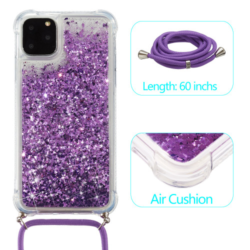Lanyard Phone Case For iPhone 12 Pro Max Case 5.4 6.1 6.7 Soft Cover Strap Cord Chain Phone Tape Necklace For Carry Mobile Glitter Cover Hang