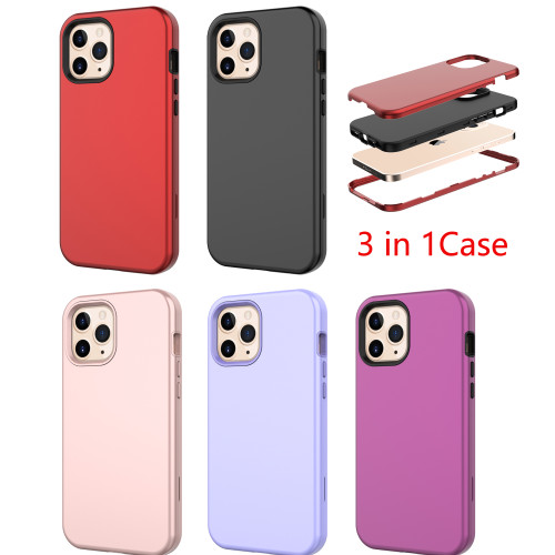 For iPhone 12 Pro Max 5.4 6.1 6.7 inch Case Three-in-one Anti-fall Mobile Phone Case Dustproof All-inclusive