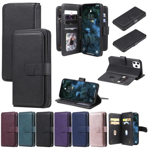 10 Card Flip Case For iPhone For iPhone 12 Pro Max Case 5.4 6.1 6.7 Cover PU Leather + Card Holder