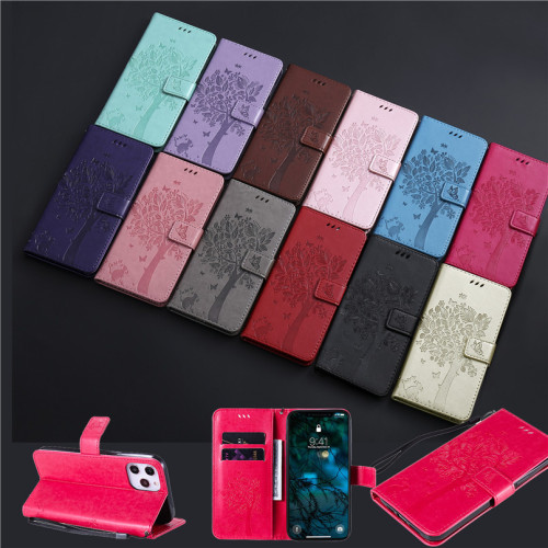 Flip Case For iPhone For iPhone 12 Pro Max Case 5.4 6.1 6.7 Cover PU 3D Tree Leather + Card Holder