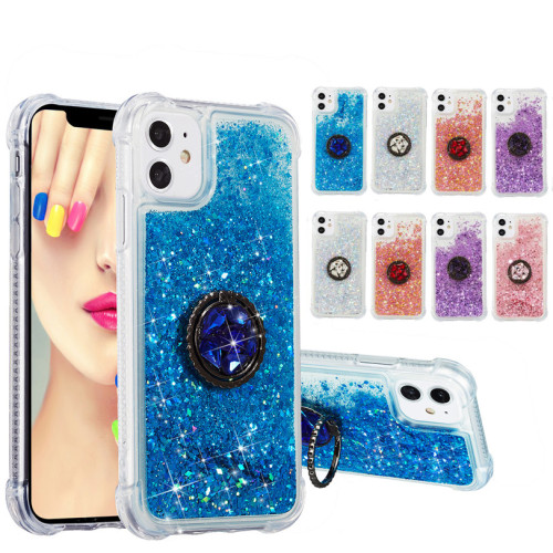 Ring Buckle Glitter Quicksand Back Cover For For iPhone 12 Pro Max 5.4 6.1 6.7 inch Solid Color Soft Phone Case For iPhone 11 Pro Max XR X XS 6 7 8 Plus 5 5S SE