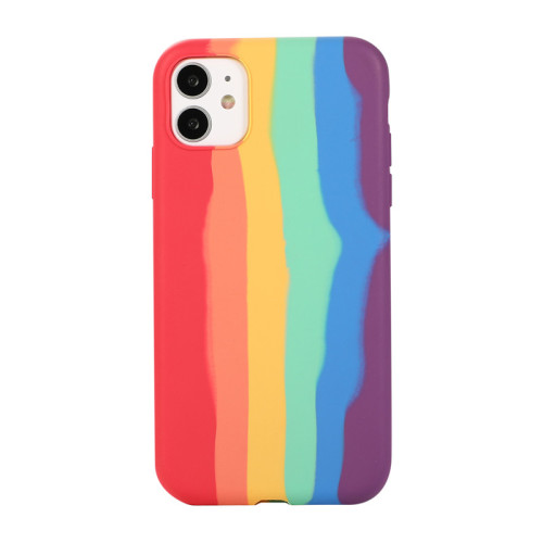 Rainbow Soft Liquid Silicone Cover For iPhone 12 Pro Max 5.4 6.1 6.7 inch Case For iPhone 11 Pro Max X XR XS Max 6 6S 7 8 Plus Back Coque Full Cover