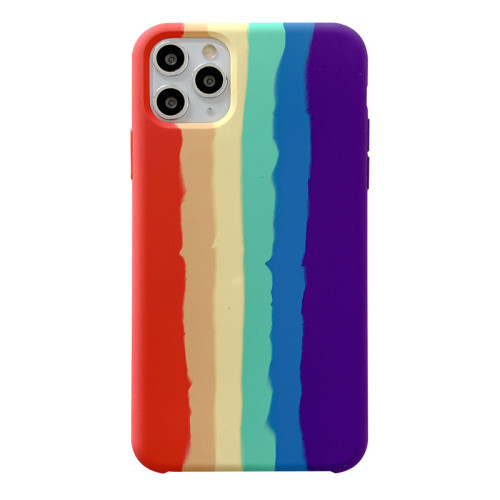 Rainbow Soft Liquid Silicone Cover For iPhone 11 Pro Max X XR XS Max 6 6S 7 8 Plus Back