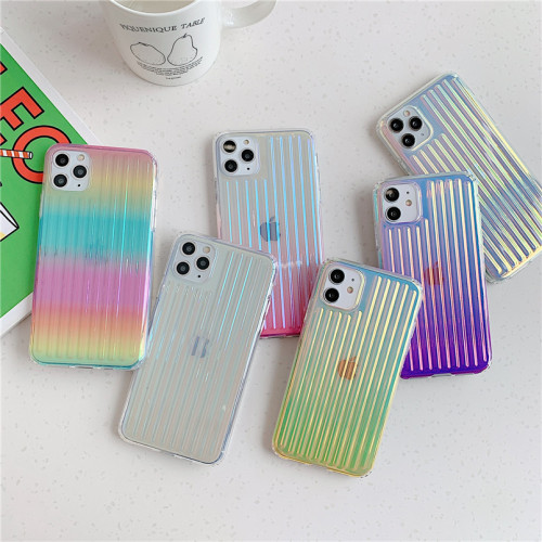Gradient Suitcase Phone Case Colorful Laser Cover For iPhone 12 11 Pro XS MAX XR X XS 7 8 Plus Solid Color