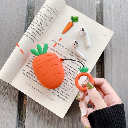 For AirPods 2 Case Cute Cartoon Earphone Cases For Apple Airpods 2 Cactus Carrot Protect Cover Funda with Pendant