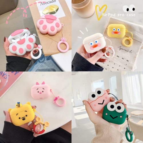 For AirPods Pro Case 3D Cute Cat Pig Duck Anime Cartoon Earphone Cover