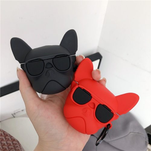 For AirPods 2 Case Cute Cartoon Cool Glass Bulldog Earphone Case Soft Silicone Protect