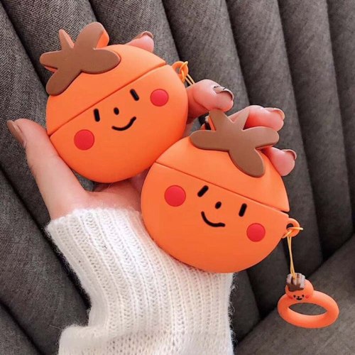 Cartoon 3D Fruit Persimmon Cute Wireless Bluetooth Earphone Cases For Apple AirPods Pro 3 Silicone Cover