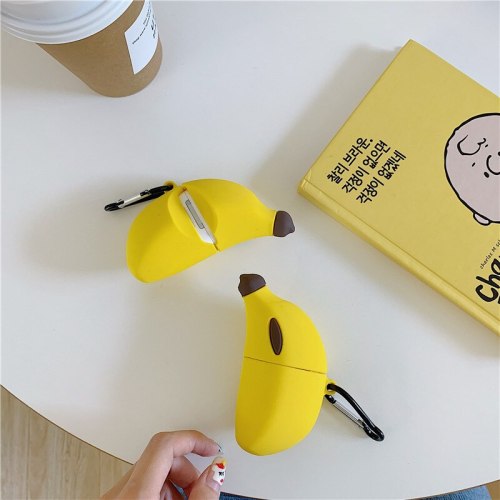3D Case for AirPods 2 Cartoon Earphone Case Accessories Protect Cover with Keychain Cute Fruit Banana Design