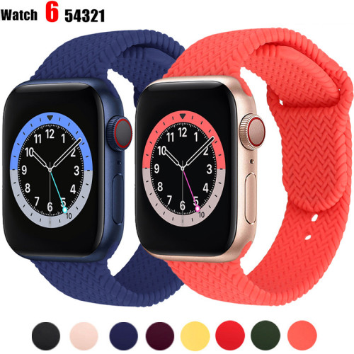 Silicone Sport band For Apple watch Strap 44mm 40mm 38mm 42mm Braided veins smartwatch bracelet iWatch series 3 4 5 se 6 strap