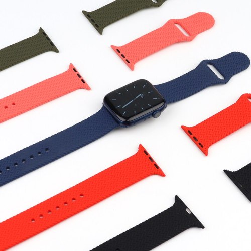 Silicone Sport band For Apple watch Strap 44mm 40mm 38mm 42mm Braided veins smartwatch bracelet iWatch series 3 4 5 se 6 strap