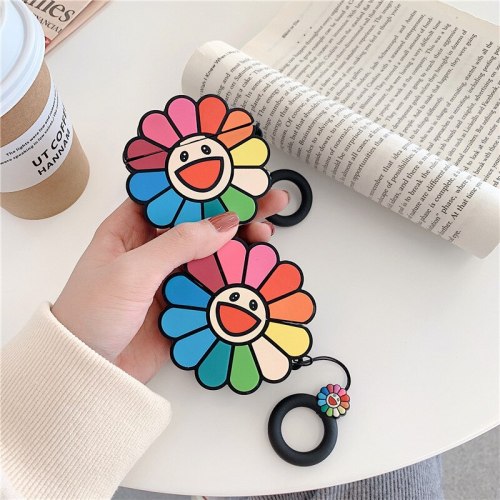For AirPods Pro Case 3D Smile Face Sunflower Sun Flower Anime Soft Silicone Cases