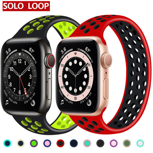 Solo Loop for Apple Watch Band 44mm 40mm 38mm 42mm Breathable Elastic Belt Silicone bracelet band iWatch Series 3 4 5 SE 6 Strap