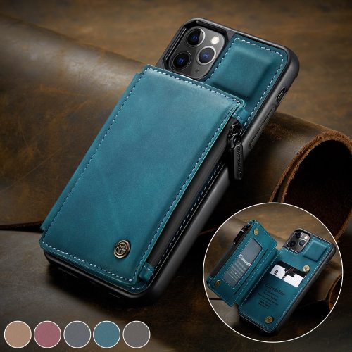 CaseMe Retro Back Case For iPhone 13 12 11 Pro Max Card Slots Leather Wallet For iPhone SE 12 mini 11 X S XR 7 8 Zipper Back Cover