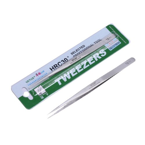 Vetus TS-11 Stainless Steel Precision Tweezers Set Straight Tip Forceps For iPhone Repair Hand Tools