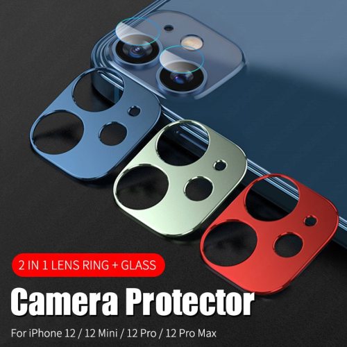 2in1 Back Camera Lens Glass + Metal Protection Case for IPhone 12 Pro Max Camera Screen Protector for IPhone 12 Mini Pro Cover