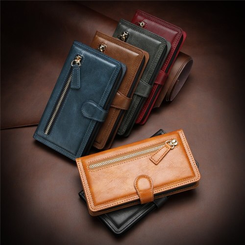 Vintage Leather Zipper Wallet For iPhone 12 11 Pro Max X XR XS MAX 6 s 6s 7 8 Plus 12Mini SE 2020 Magnetic Flip Case