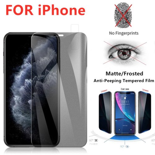 Matte Frosted Privacy Screen Protector for Iphone 12 Mini 11 Pro Max X XS MAX XR Anti-spy Tempered Glass for IPhone 6s 7 8 Plus