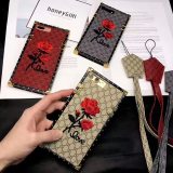 European Luxury Square Embroidery 3D Rose Phone Case For IPhone 13 12mini 12 Pro Max11 Pro 8 7 Plus Cover For IPhone X XR XS MAX