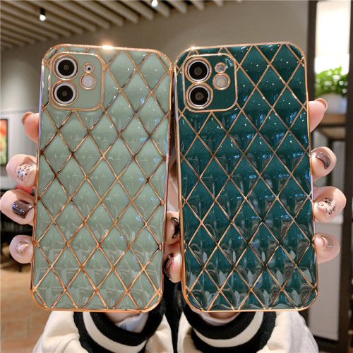 Gold Plating Geometric Phone Case For iPhone 11 12 Pro Max 12Pro XR XS Max X 7 8 Plus 12Mini 11 12 Camera Protection Back Cover