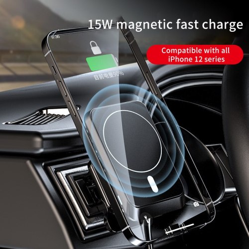 The new 15W magnetic charger frame is used for iPhone 12 ultra-fast charging with vent mounting magnet wireless mobile phone cha