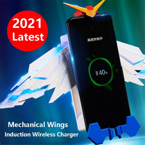 The new wireless charger car holder is suitable for iPhone 12 10W Qi fast charging folding stand mechanical wing charger