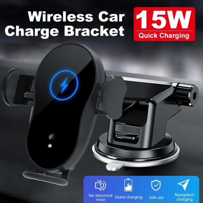 15W Wireless Car Charger Mount Auto-Clamping Qi Fast Charging Phone X Holder Air Vent Charge for iPhone Bracket