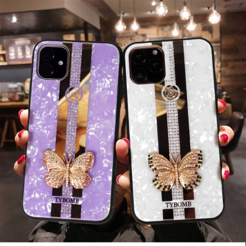 Luxury Mirror Fashion 3D Inlaid butterfly Phone Case For iPhone 12 mini 11 Pro X XR XS Max 7 8 plus 6 6s SE 2020 Cover