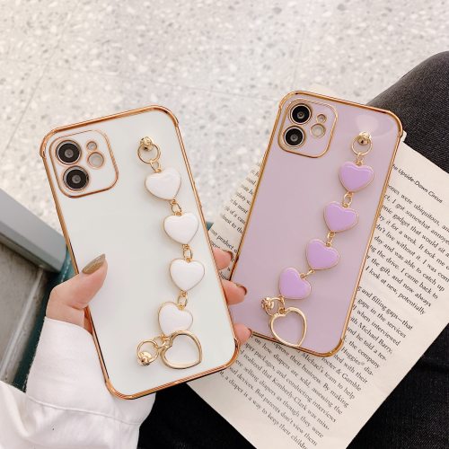 Luxury Plated Gold Electroplated Heart Bracelet Holder Cases for iPhone 13 12 Pro Max 11 8 Plus XS XR SE 2020 x Cover