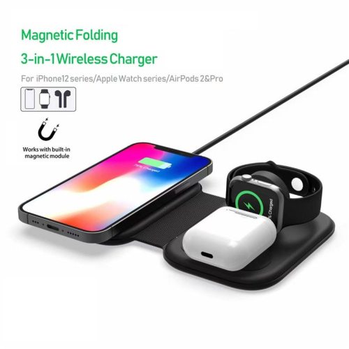 3 in 1 Wireless Charger for Magsafe iPhone 12 Pro Max 15W Folding Qi Fast Magnetic Charger for Apple AirPods Pro Watch iWatch