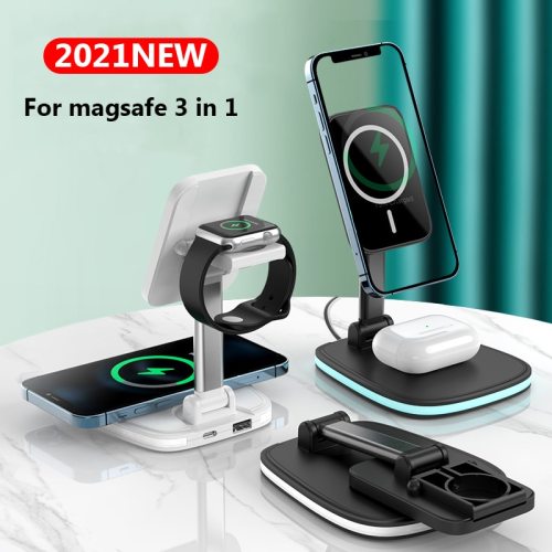 3 in 1 Collapsible Magnetic wireless charging Station For magsafe 15W Fast Charger For iPhone12 Apple Watch Airpods pro Chargers