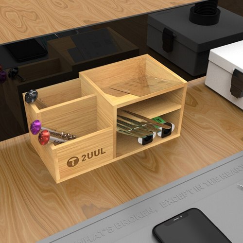 Tool Box 2UUL Multifunctional Tools Wooden Storage Box For Screwdriver/Tweezers Holder Mobile Phone Repair Desktop  Reception